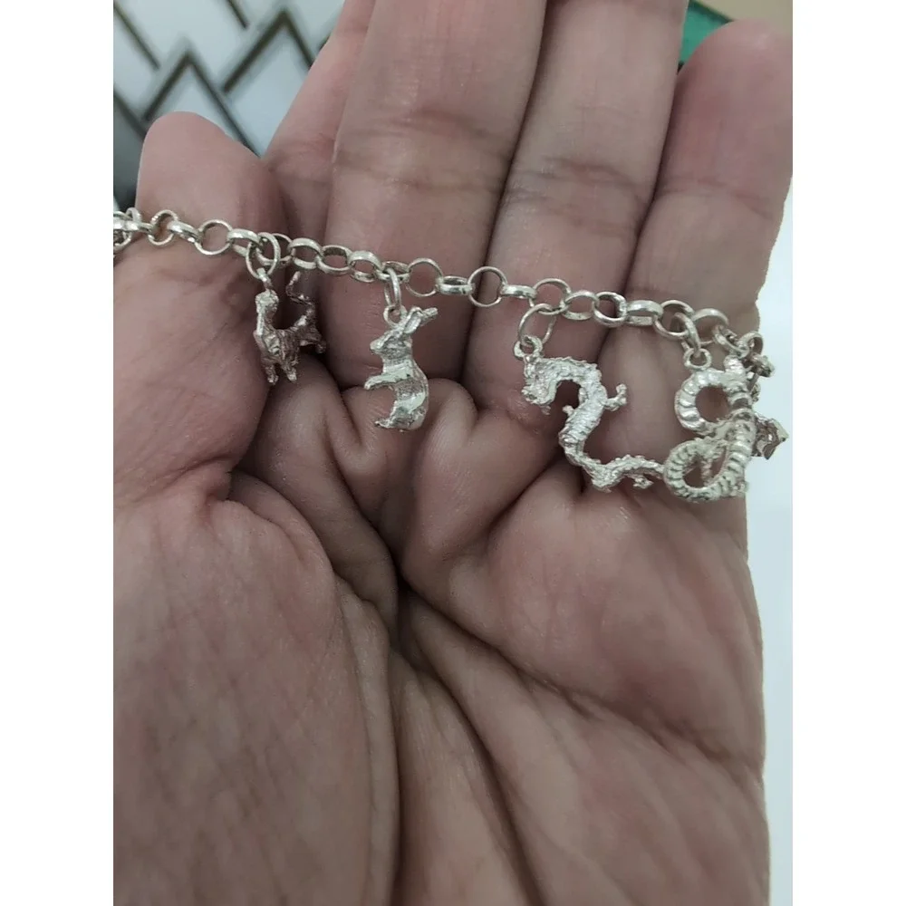 12‎ Animal Charm Bracelet Chinese Zodiac Silver 7